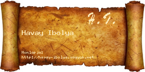 Havay Ibolya névjegykártya